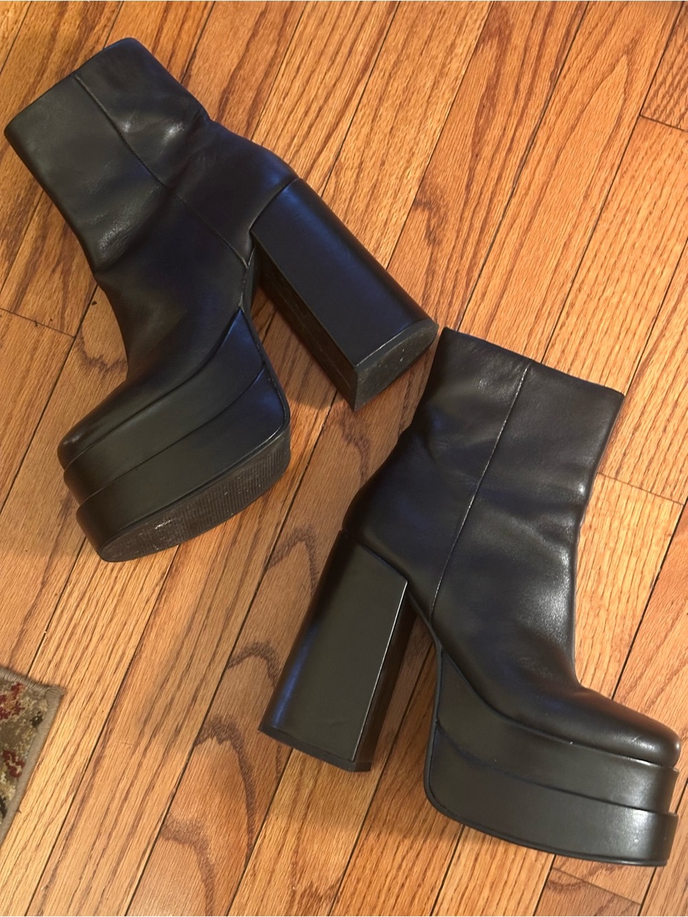 Steve Madden Black Platform Block Heel Ankle Boots